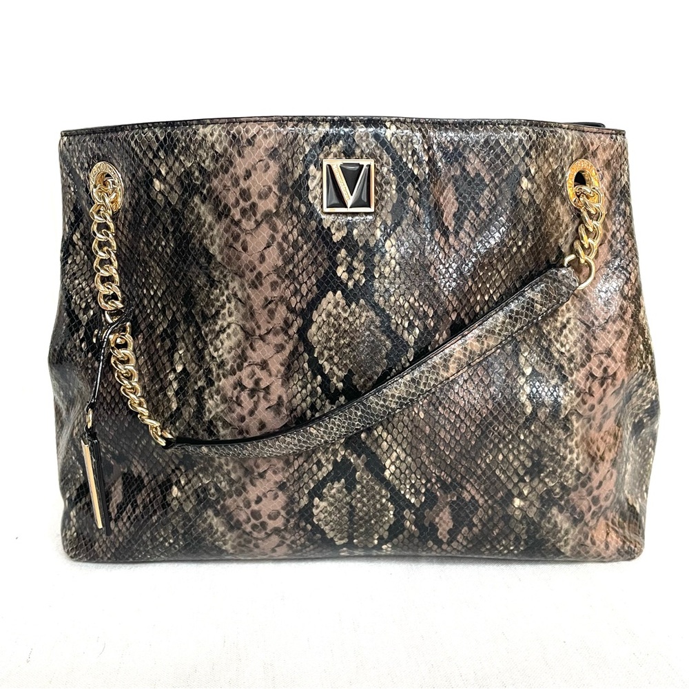 Victoria’s Secret Faux Snakeskin Patterned Purse with Gold Chain Strap